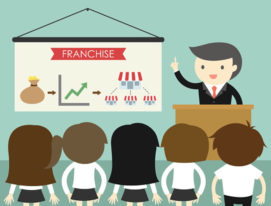 Businessman Giving Presentation About Franchising