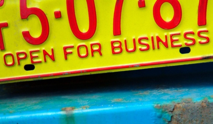 Open for Business License Plate