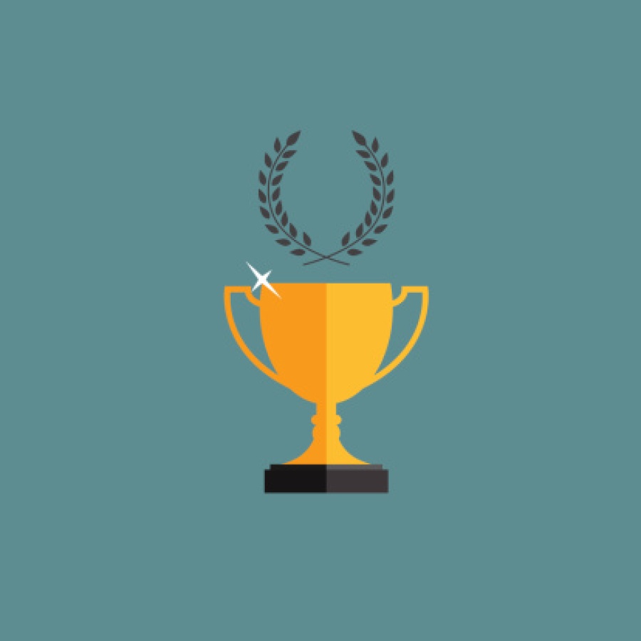 Gold Trophy Cup with Laurel Wreath