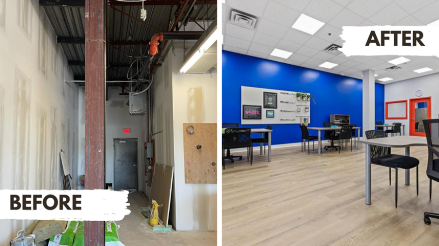 Before and after image of a PI Commercial project.