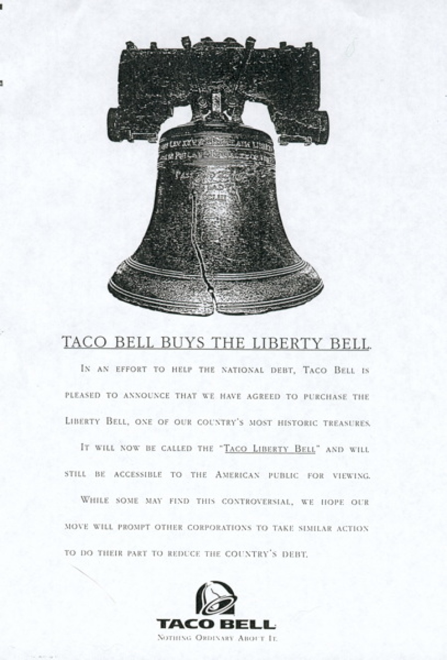 Taco Bell Liberty Bell Hoax Ad
