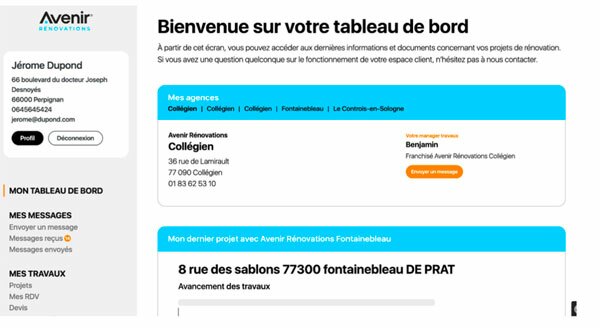 espace client franchise Avenir Rénovations