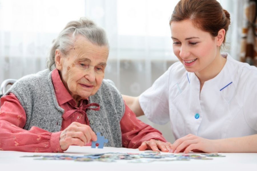 Senior Woman with Caregiver