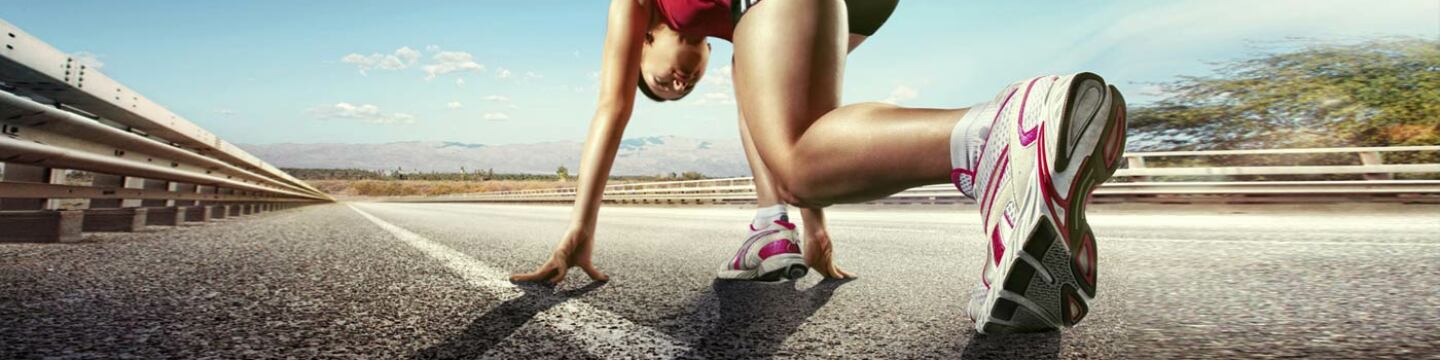 Atleta listo para empezar a correr