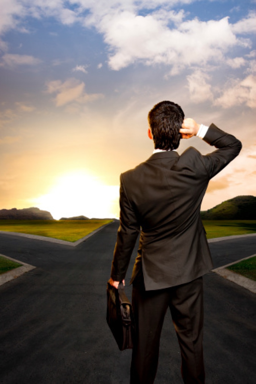 Businessman at Crossroads