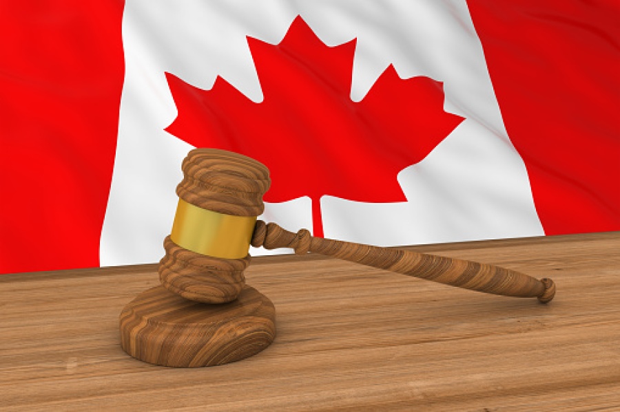 Flag of Canada Behind Judge's Gavel