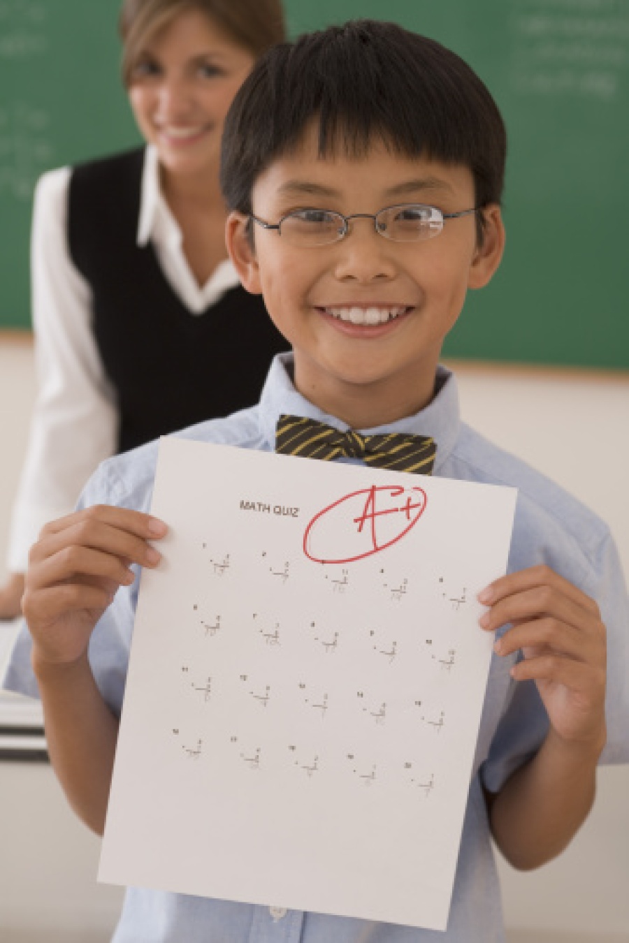 Boy with Good Math Quiz Grade