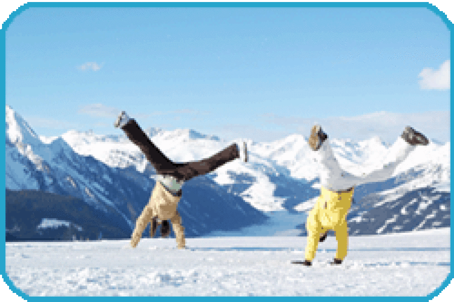 People Cartwheeling in the Snow