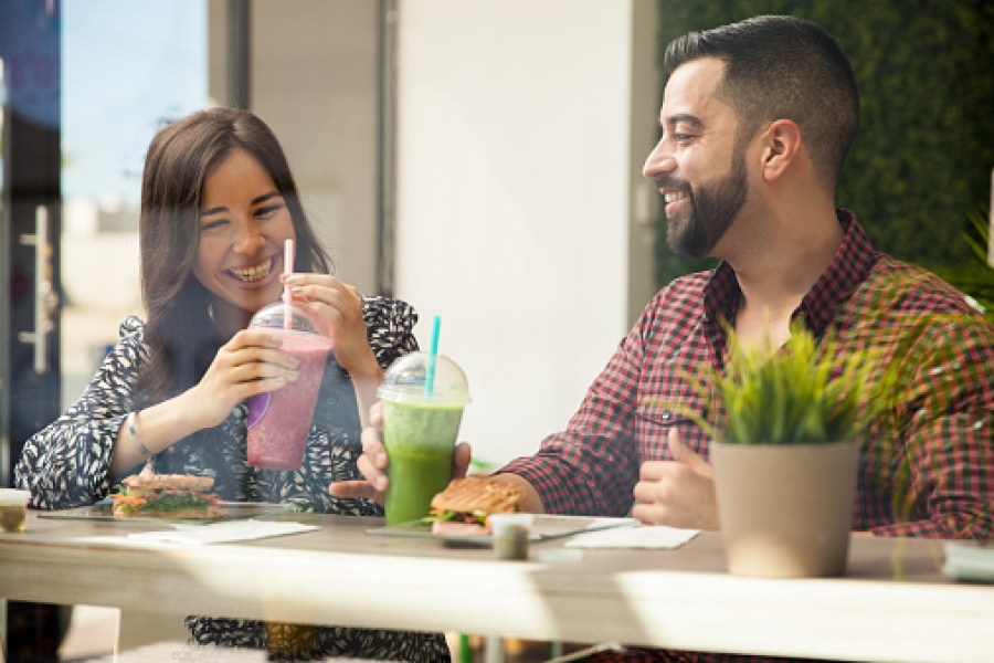 Two People Having Smoothies