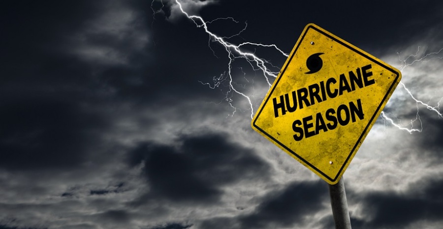 Hurricane Season Sign With Stormy Background