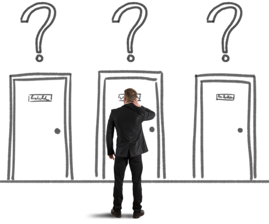 Businessman Choosing the Right Door