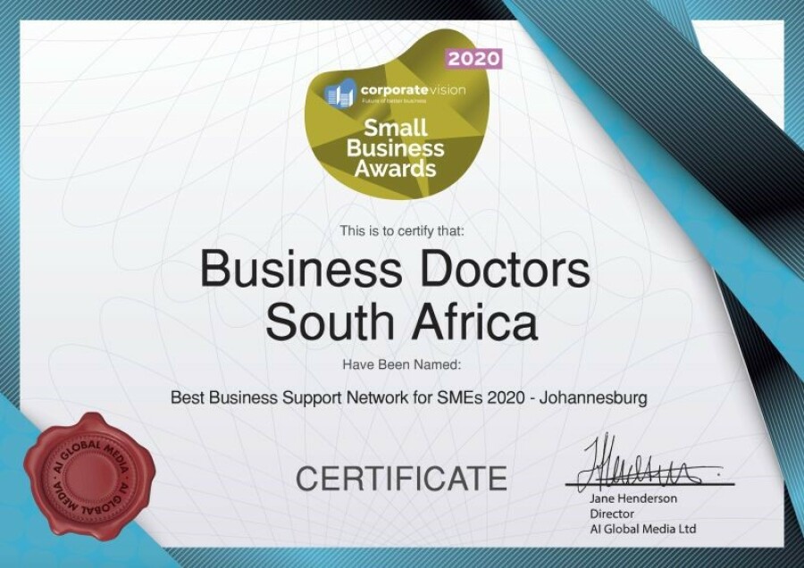 Business Doctors SA have been awarded the Best Business Support Network for SMEs award.