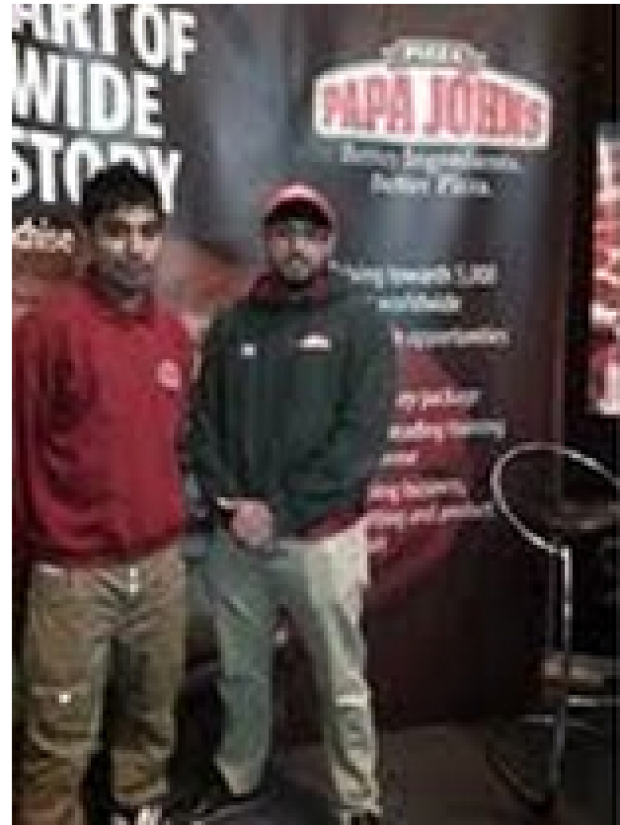 Hitesh Patel and Harry Singh at Papa John's Bristol