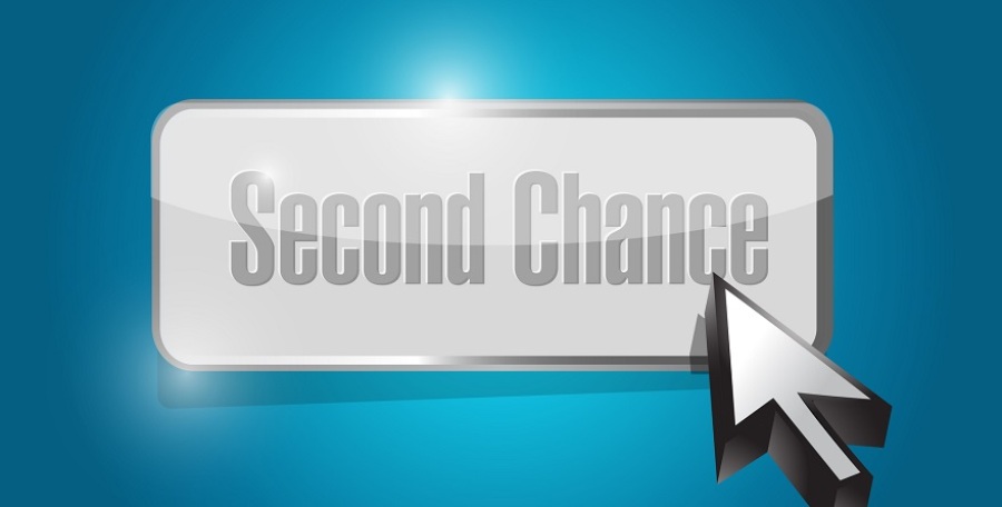 Second Chance Button on Blue Background