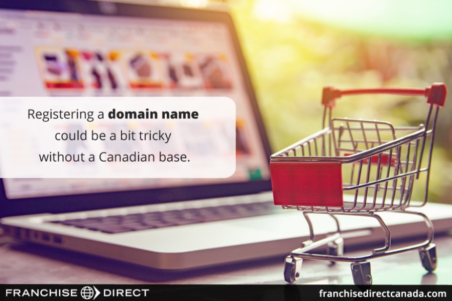 Registering a domain name could be a bit tricky without a Canadian base.