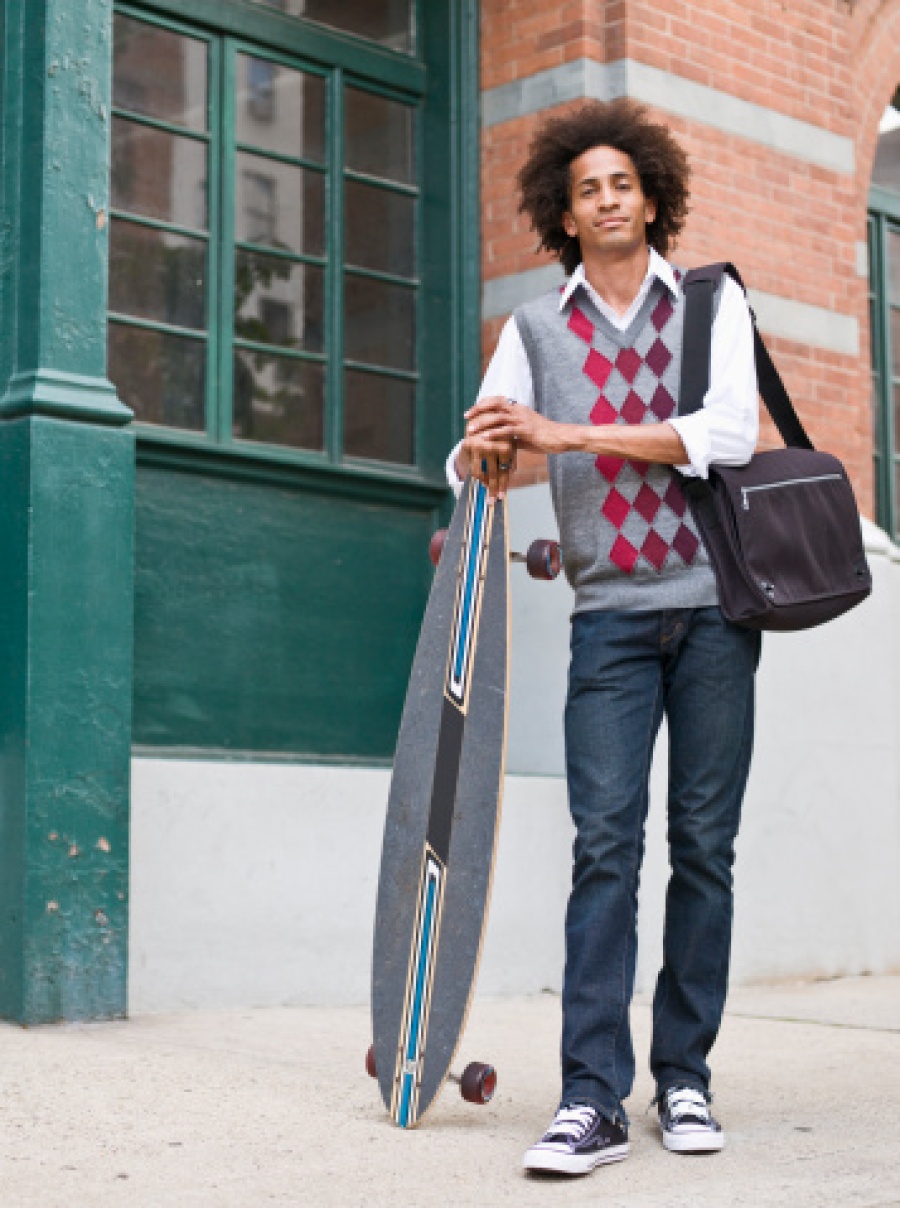 Businessman with Longboard