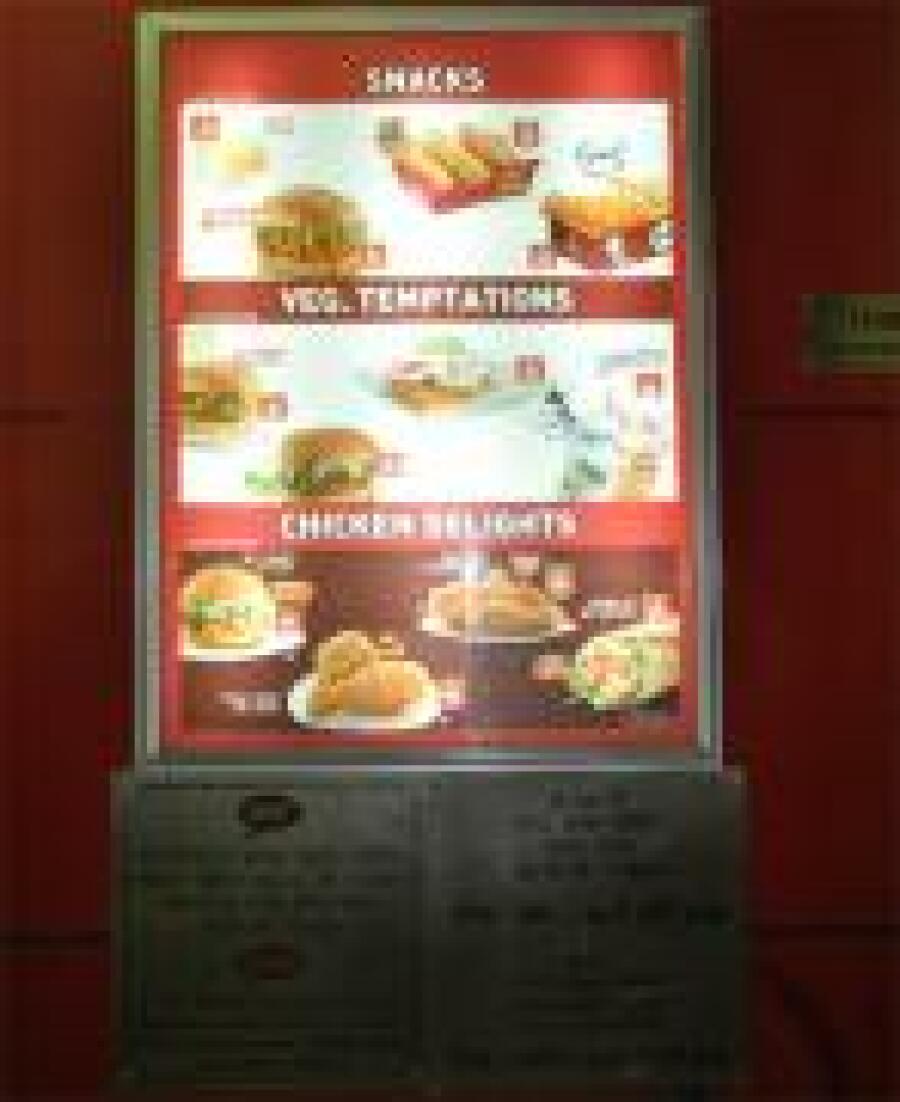 Menu des KFC en Inde
