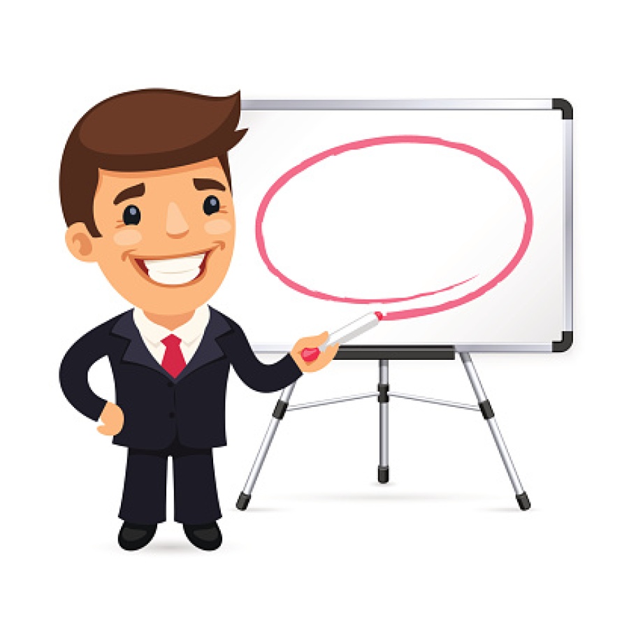 Businessman in Front of Whiteboard