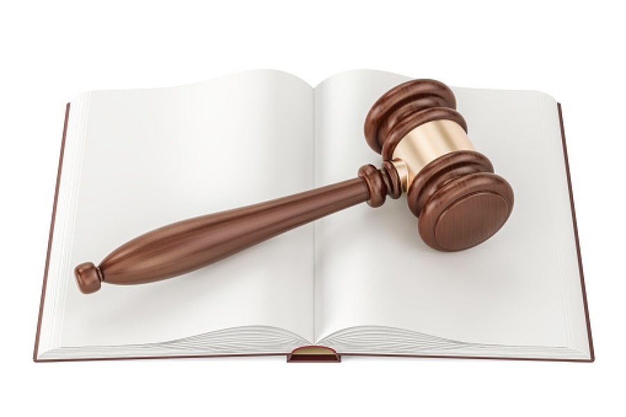 Blank Open Book with Gavel on Top